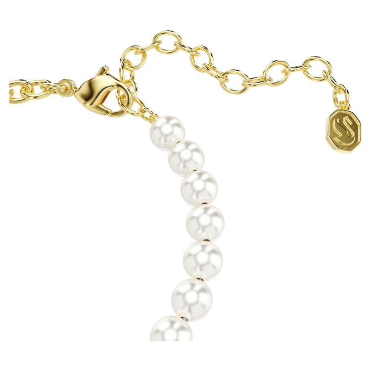 Idyllia bracelet Crystal pearl, Round cut, Teddy, Gold tone, Gold-tone plated